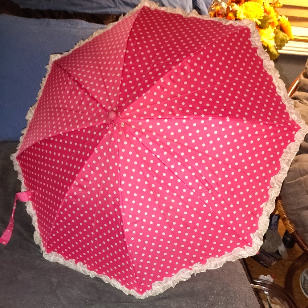 Pink Polka Dot Kids Umbrella